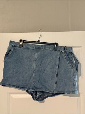 torrid Light Blue Denim Skort Shorts with Wrap Detail